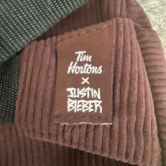 TimBiebs Justin Bieber Y2K crossbody shoulder embroidery corduroy bag/pack - Picture 3 of 5